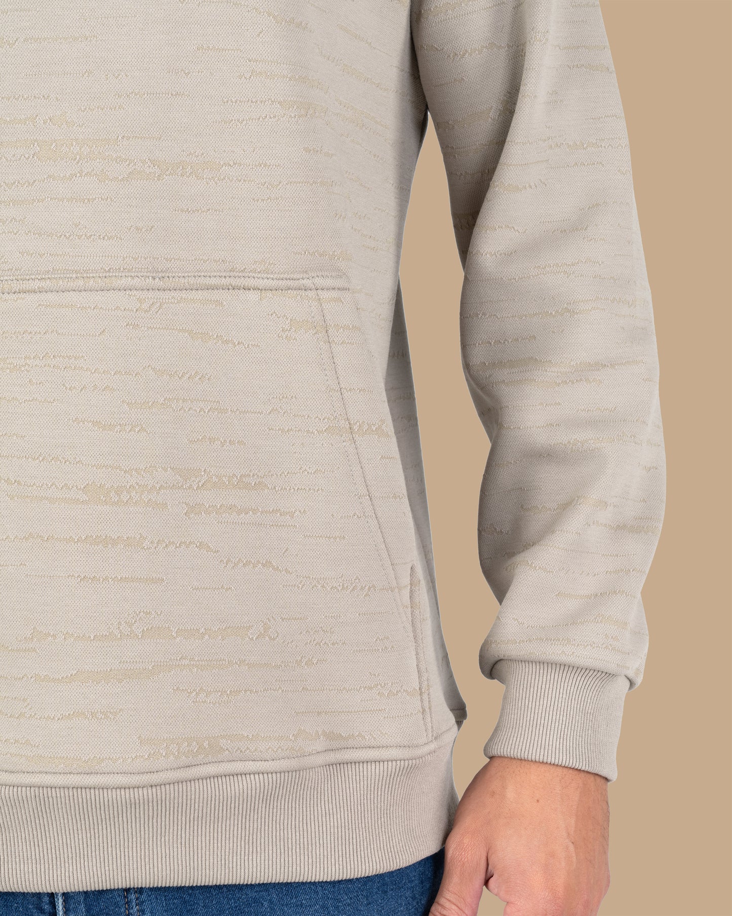 Grey Knitted Cotton Hoodie