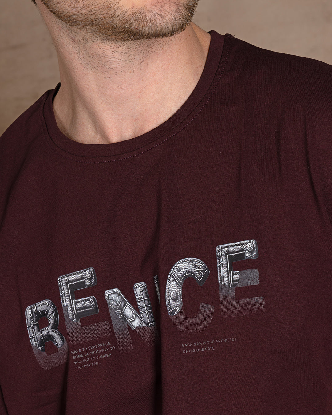 Dark purple printed Cotton T-shirt