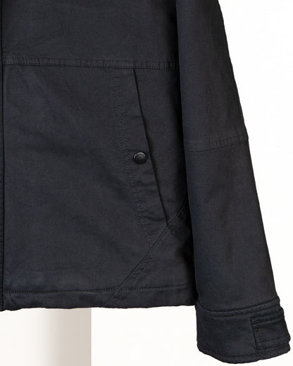 Black Casual Hooded Gabardine Jacket