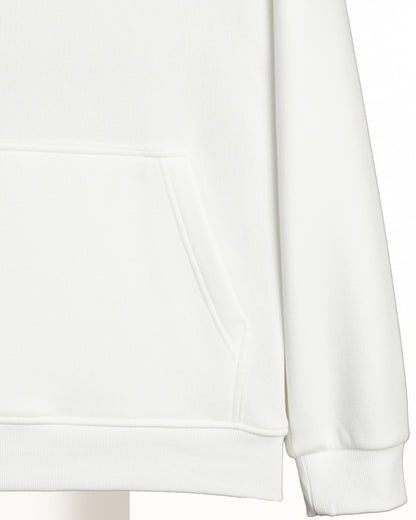 White Printed Cotton Hoodie