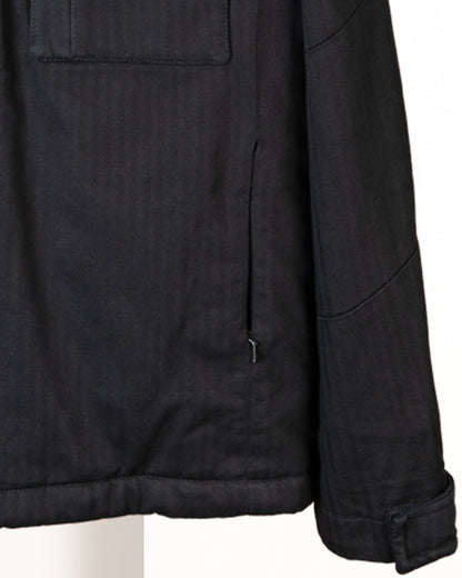 Black Gabardine Hooded Jacket