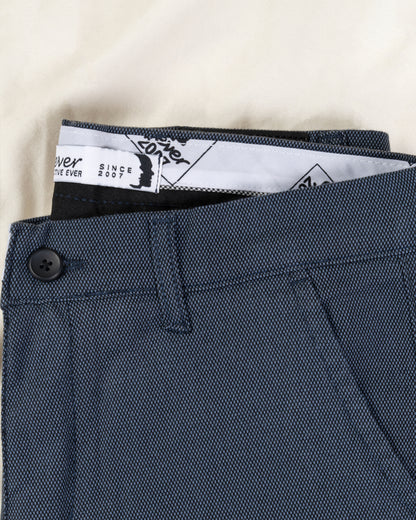 Navy Blue Textured Classic Slim-Fit  Pants