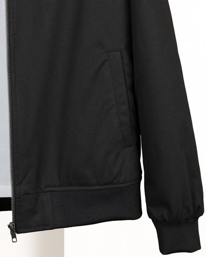 Black Gabardine Winter Jacket with Fur Lining