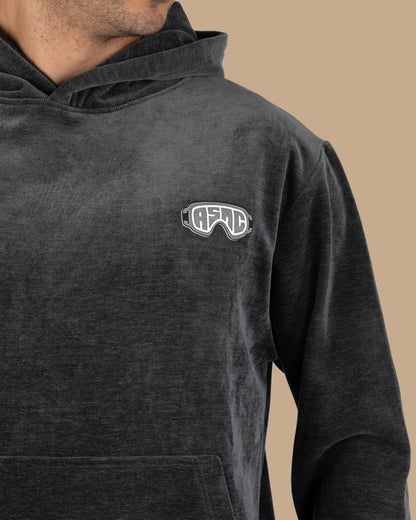 Dark-Grey Plain Velvet Hoodie