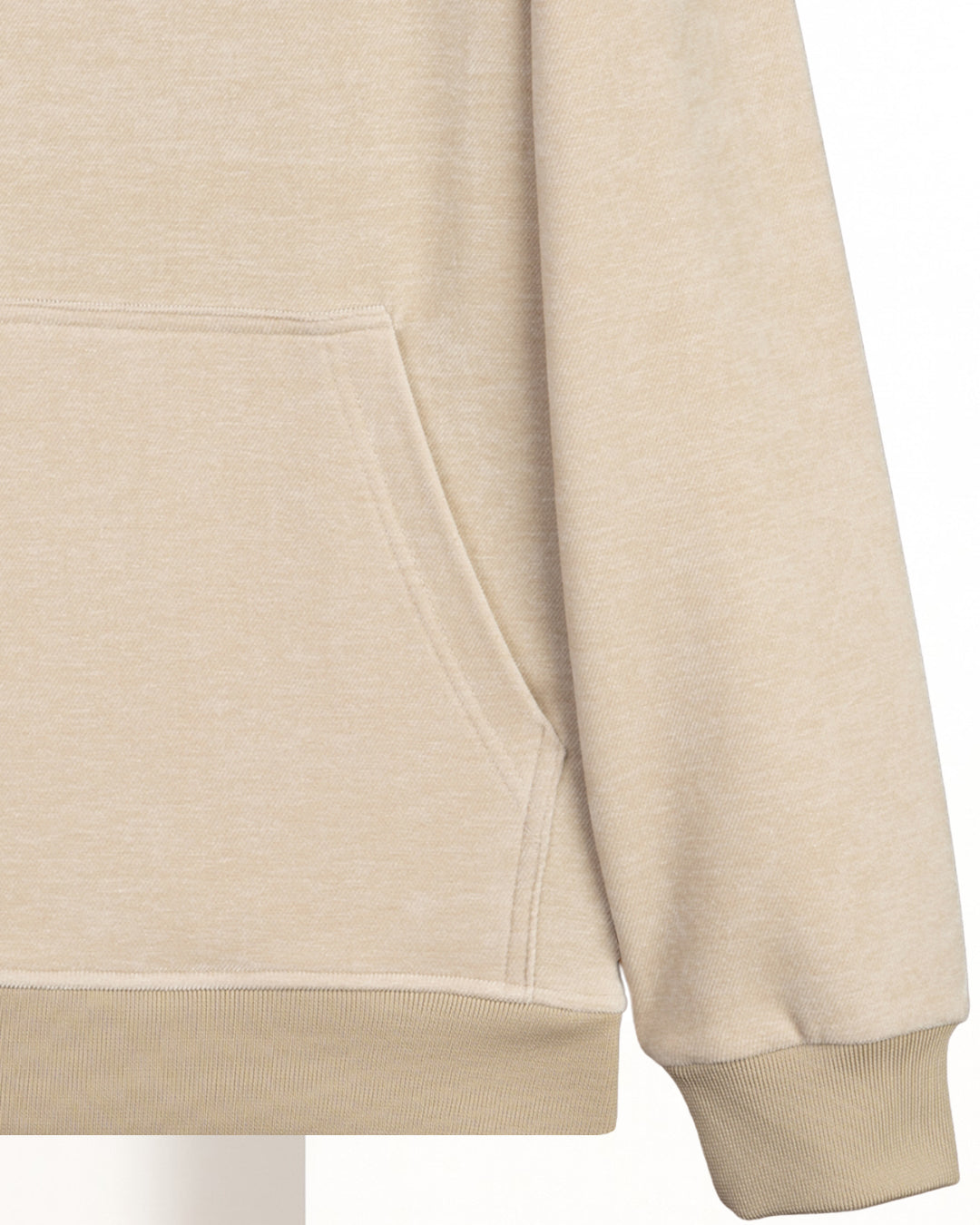 Light-Beige Plain Velvet Hoodie
