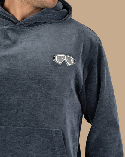 Navy Plain Velvet Hoodie