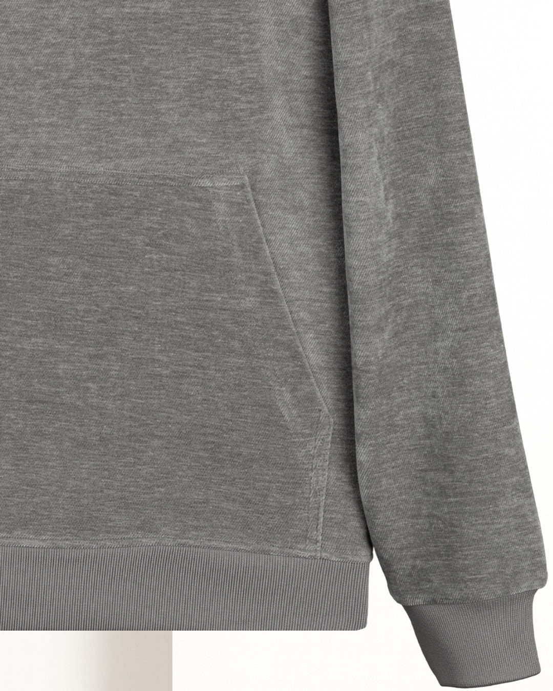 Light-Grey Plain Velvet  Hoodie