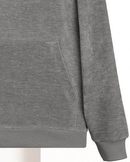 Light-Grey Plain Velvet  Hoodie