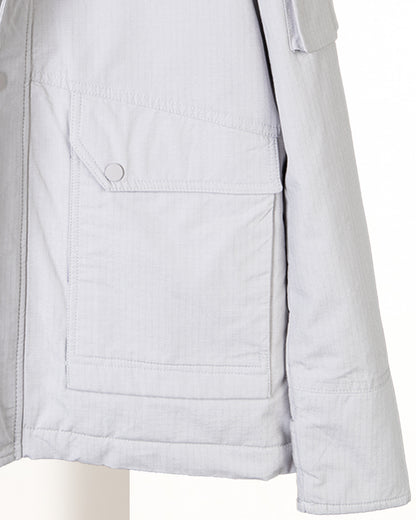 Grey Gabardine Hooded Jacket with Pockets