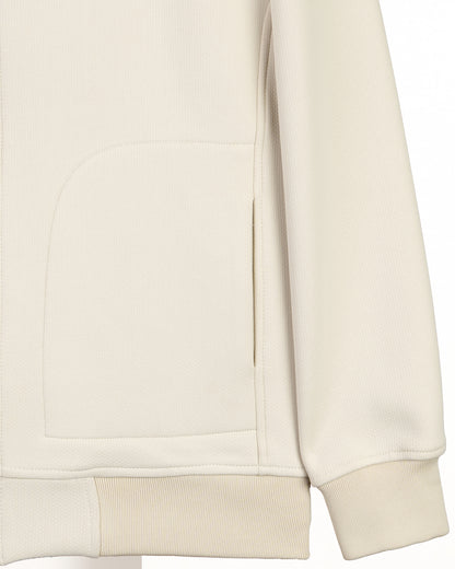 Off-White Modern Full-Zipper Plain Cotton Hoodie