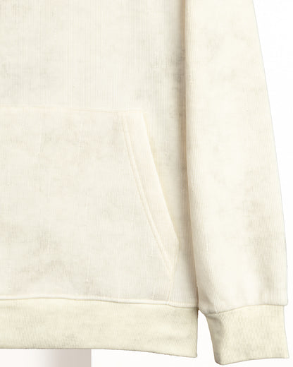 Beige Acid Wash With Defined Seam Lines Cotton Hoodie