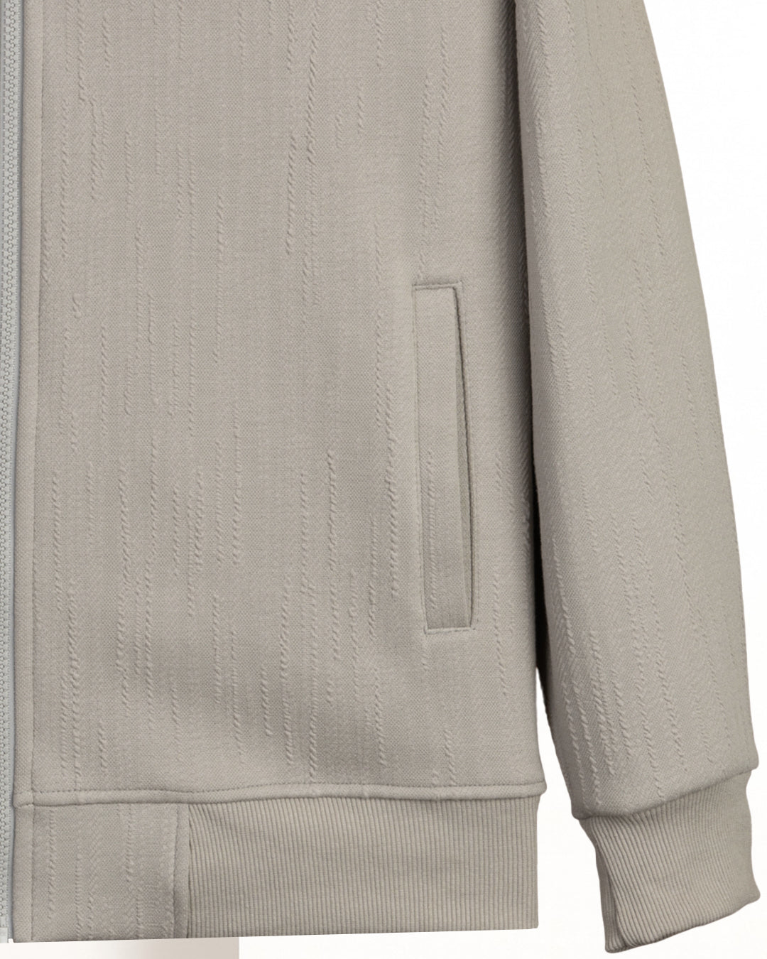 Grey Full-Zipper Cotton Hoodie