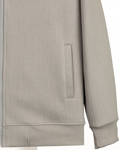 Grey Full-Zipper Cotton Hoodie