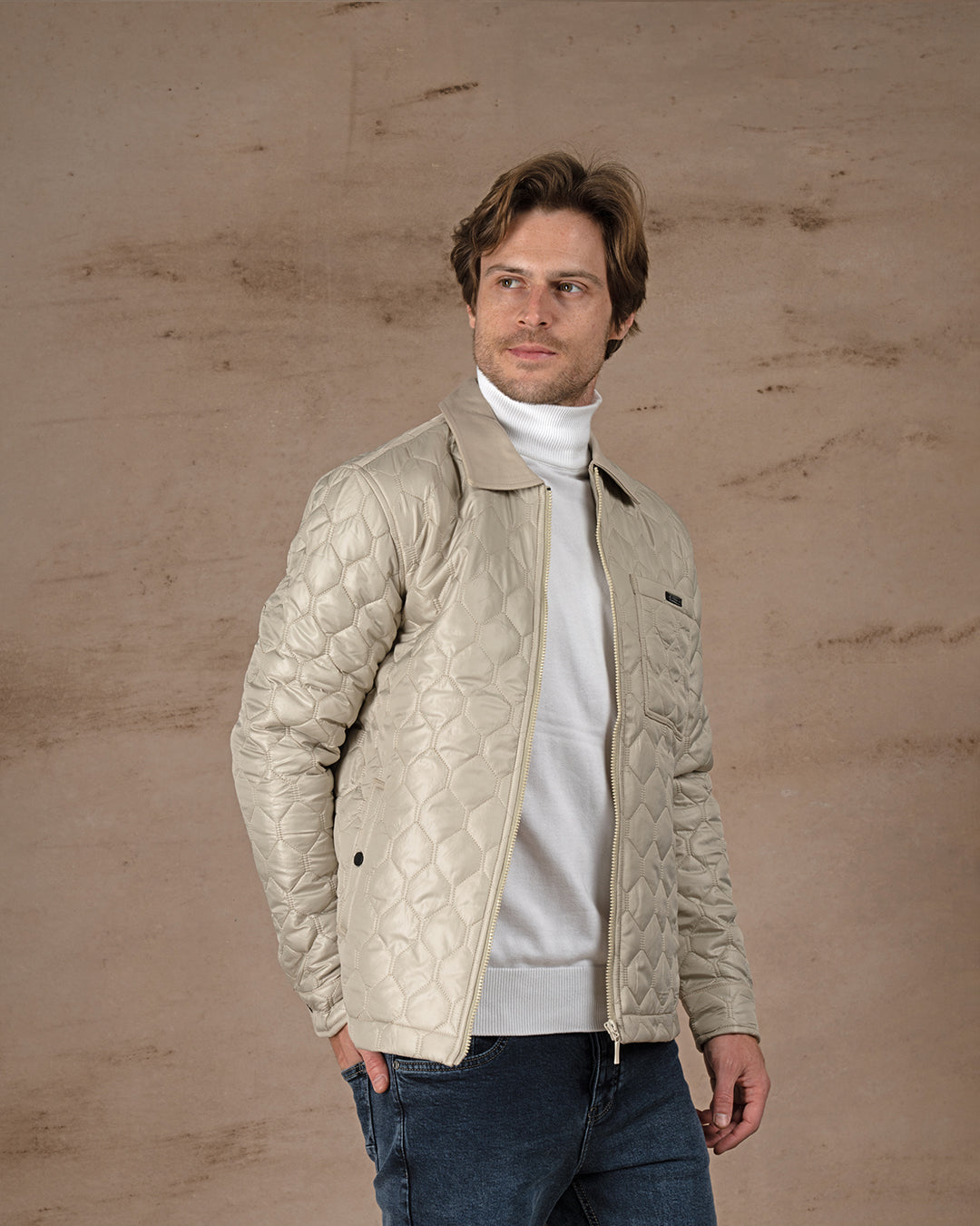 Beige Regular fit waterproof jacket