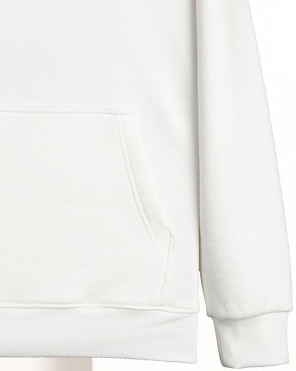 White Knitted Cotton Hoodie