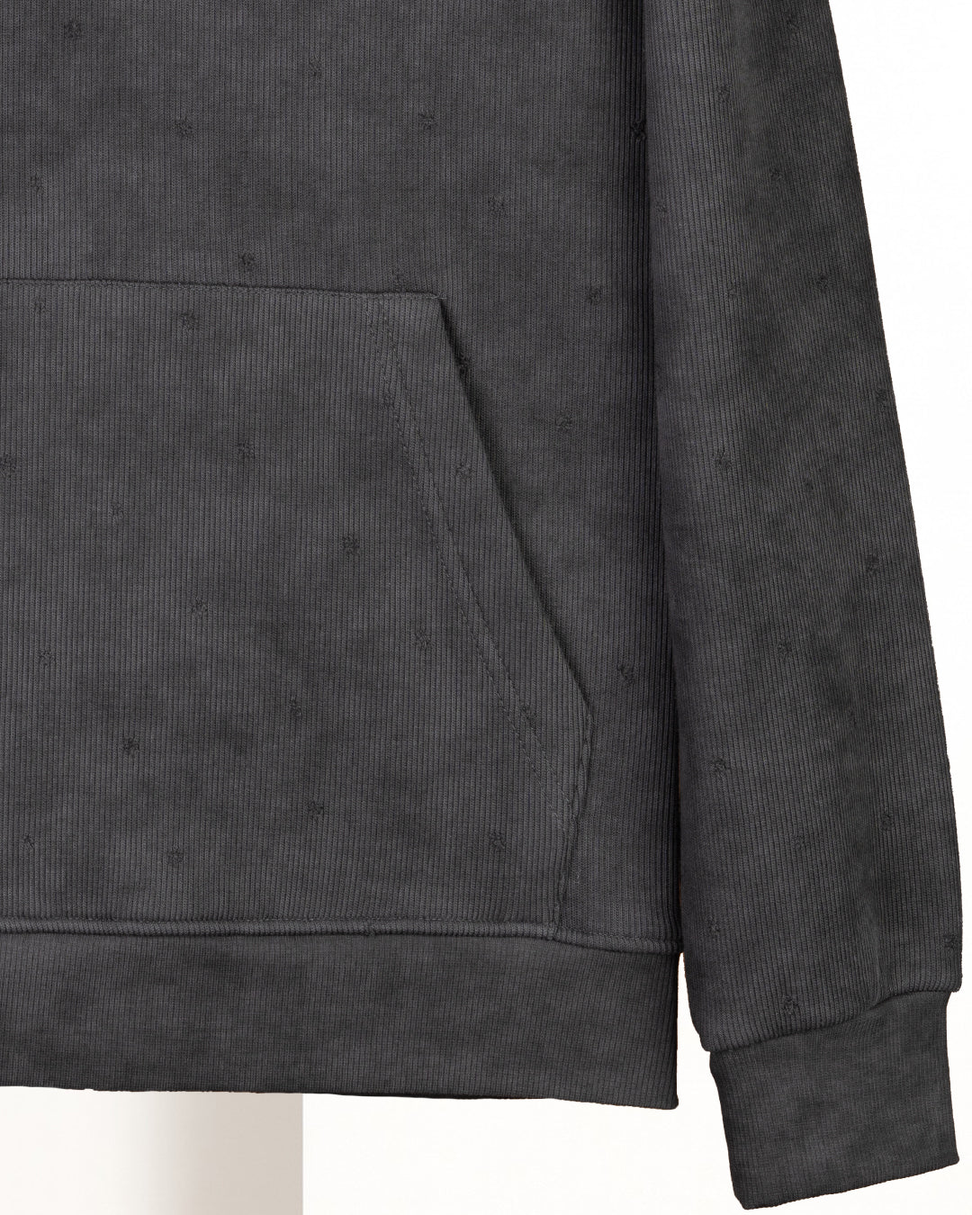 Dark-Grey Acid Wash Cotton Hoodie