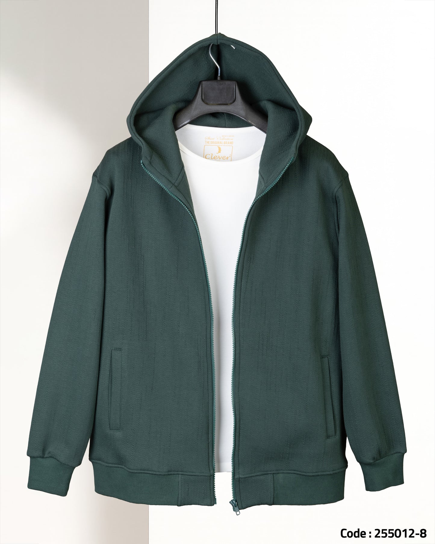 Green Full-Zipper Cotton Hoodie