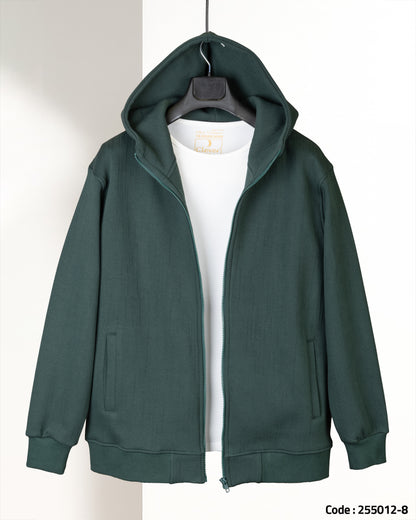 Green Full-Zipper Cotton Hoodie