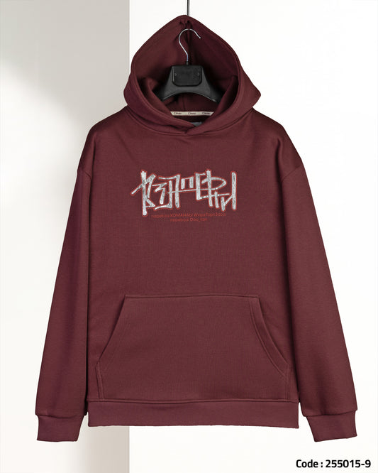 Red Printed Cotton Hoodie