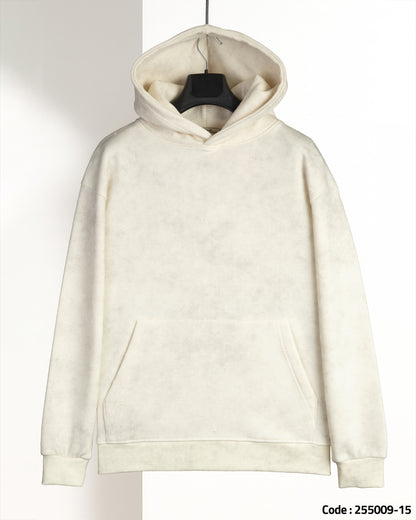 Beige Acid Wash Cotton Hoodie