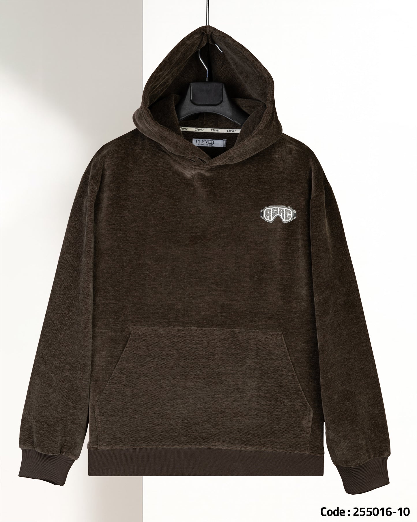 Brown Plain Velvet  Hoodie