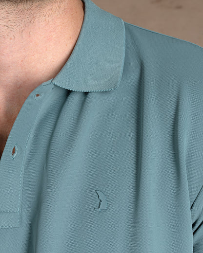 Dark Mint Cotton Knitted Polo Shirt Short sleeves