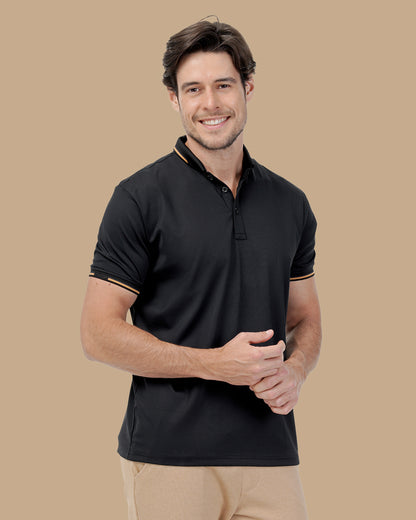 Black Cotton Polo Shirt