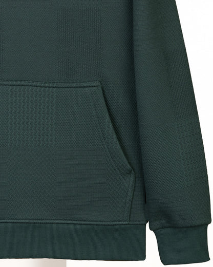 Olive Patterned Knit cotton Hoodie