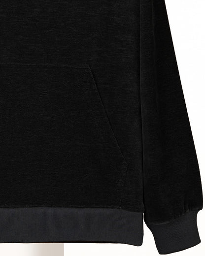 Black Plain Velvet Hoodie