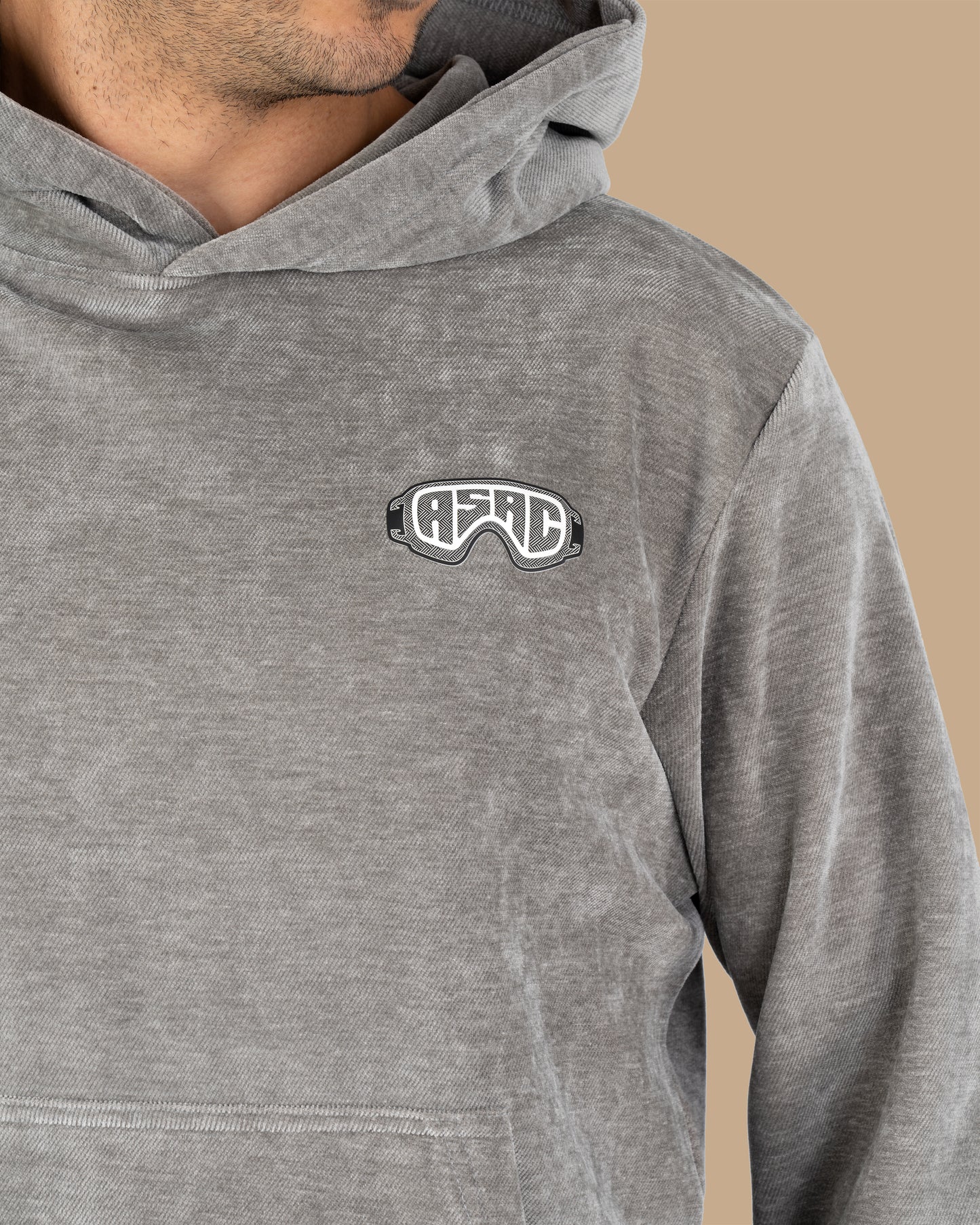 Light-Grey Plain Velvet  Hoodie