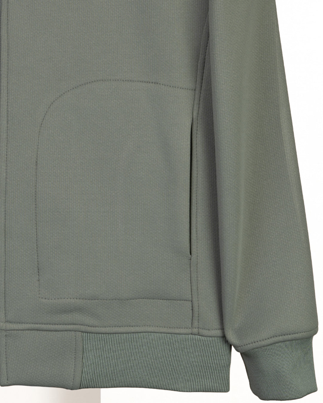 Olive Modern Full-Zipper Plain Cotton Hoodie