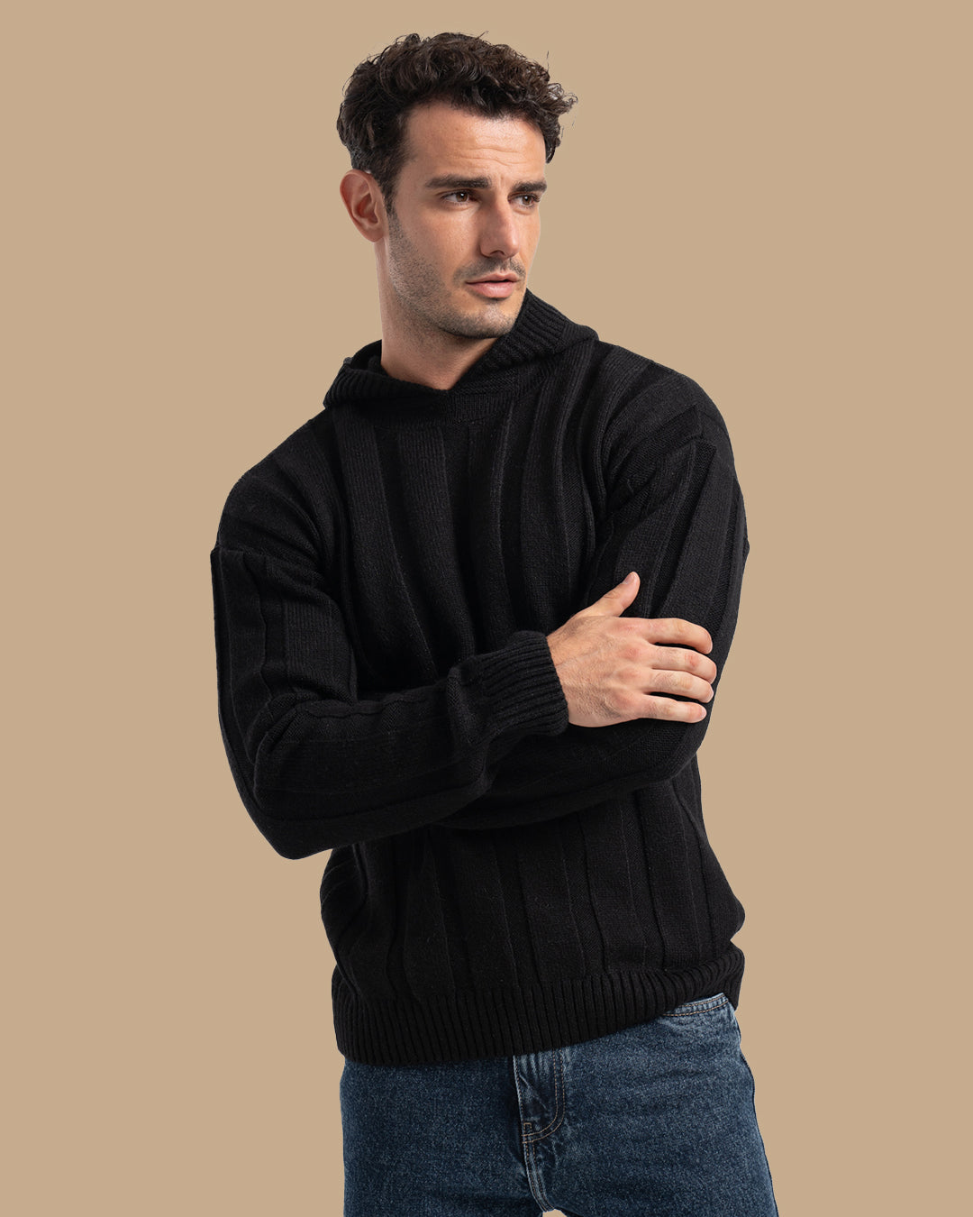 Black Knitted Tricot Pullover