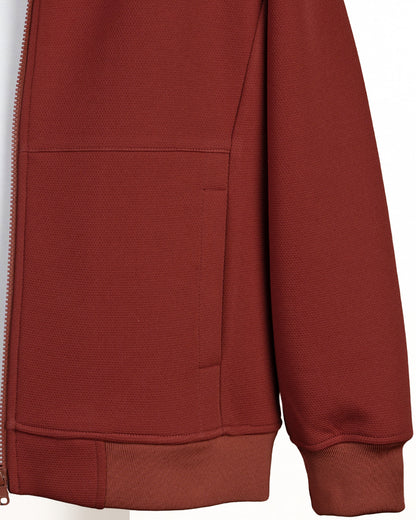 Burgundy Full-Zipper Plain Cotton Hoodie