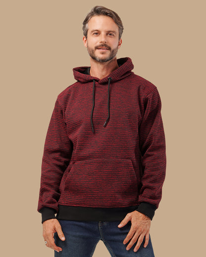 Burgundy Casual Striped Cotton Sweatshirt