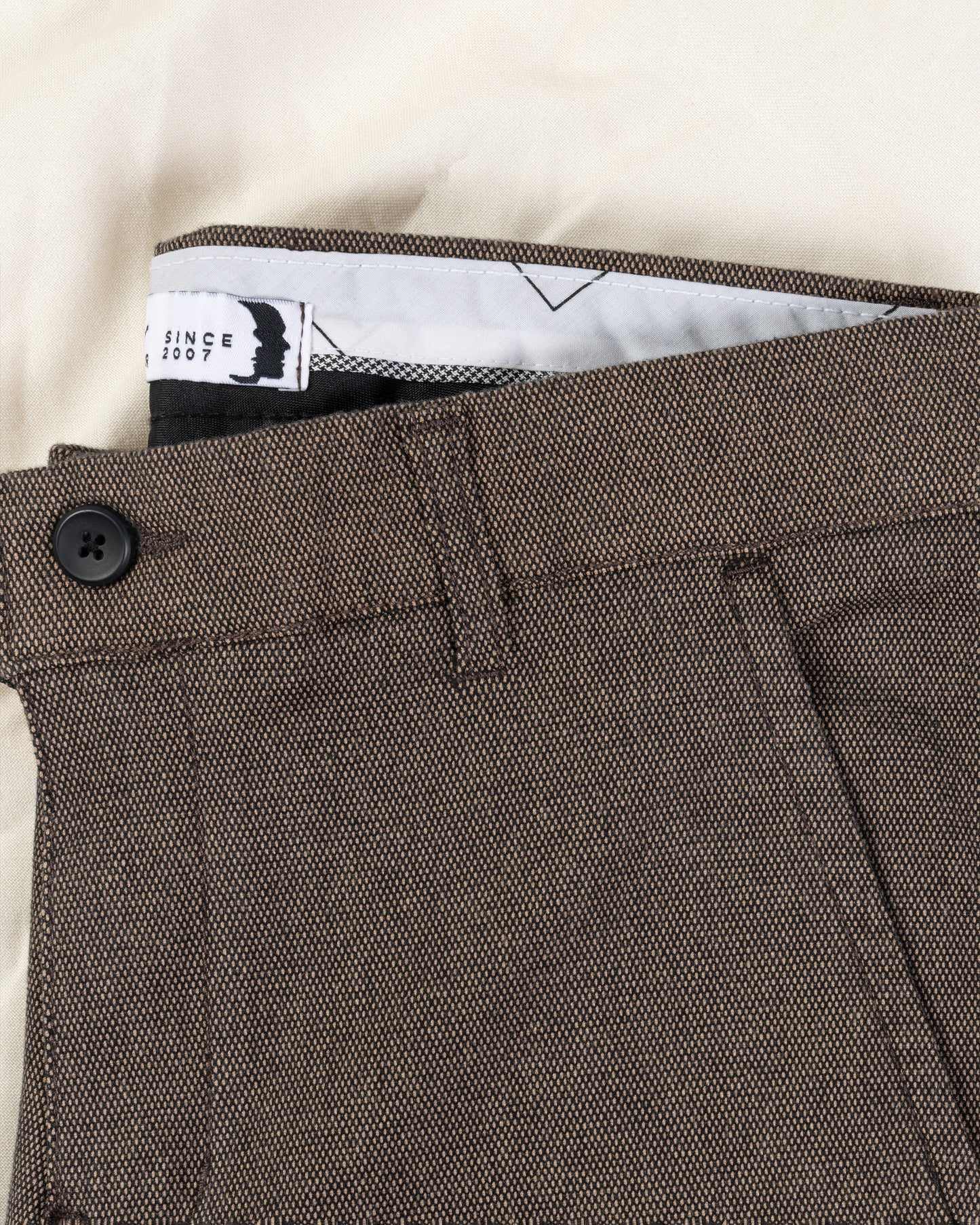 Camel Textured Classic Slim-Fit  Pants