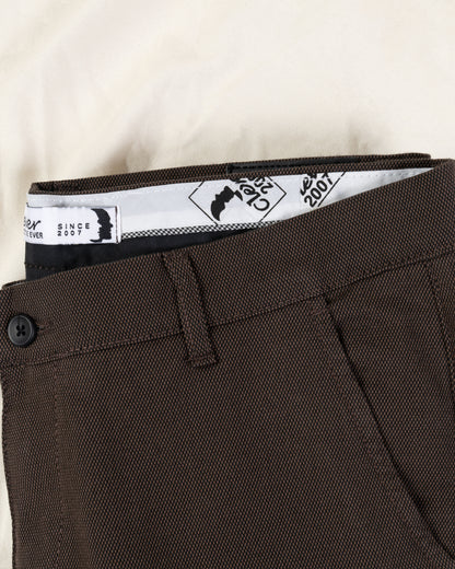 Brown Textured Classic Slim-Fit  Pants
