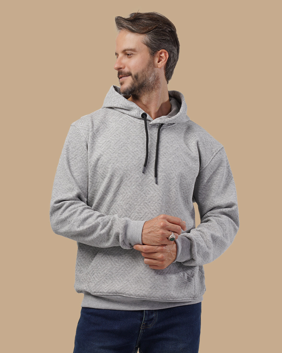 Grey Patterned Cotton Sweatshirt