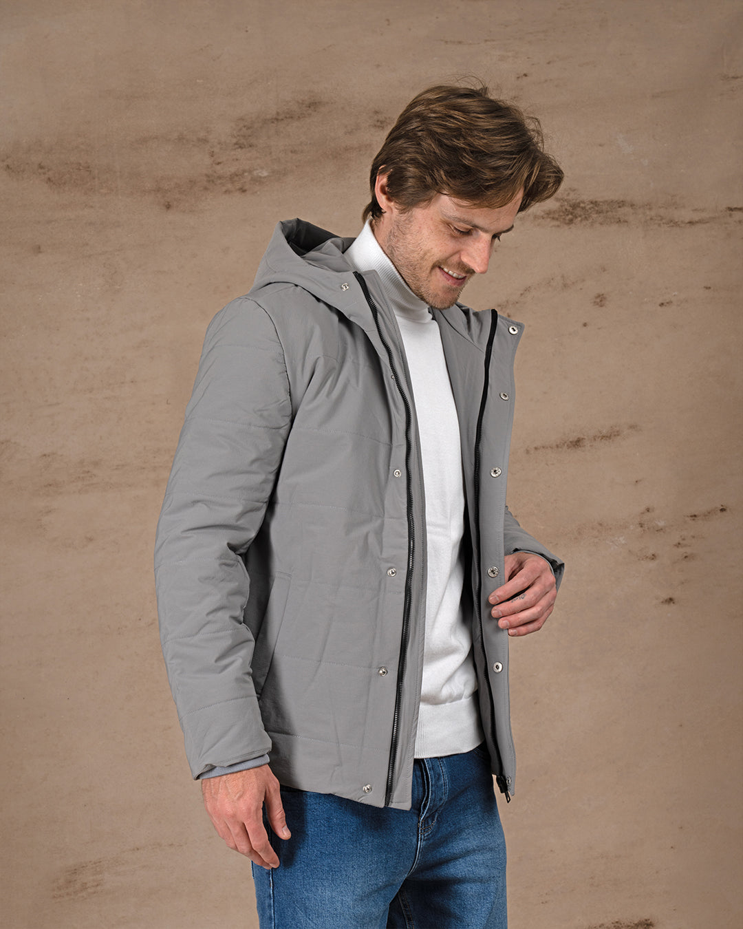 Gray Regular fit waterproof jacket