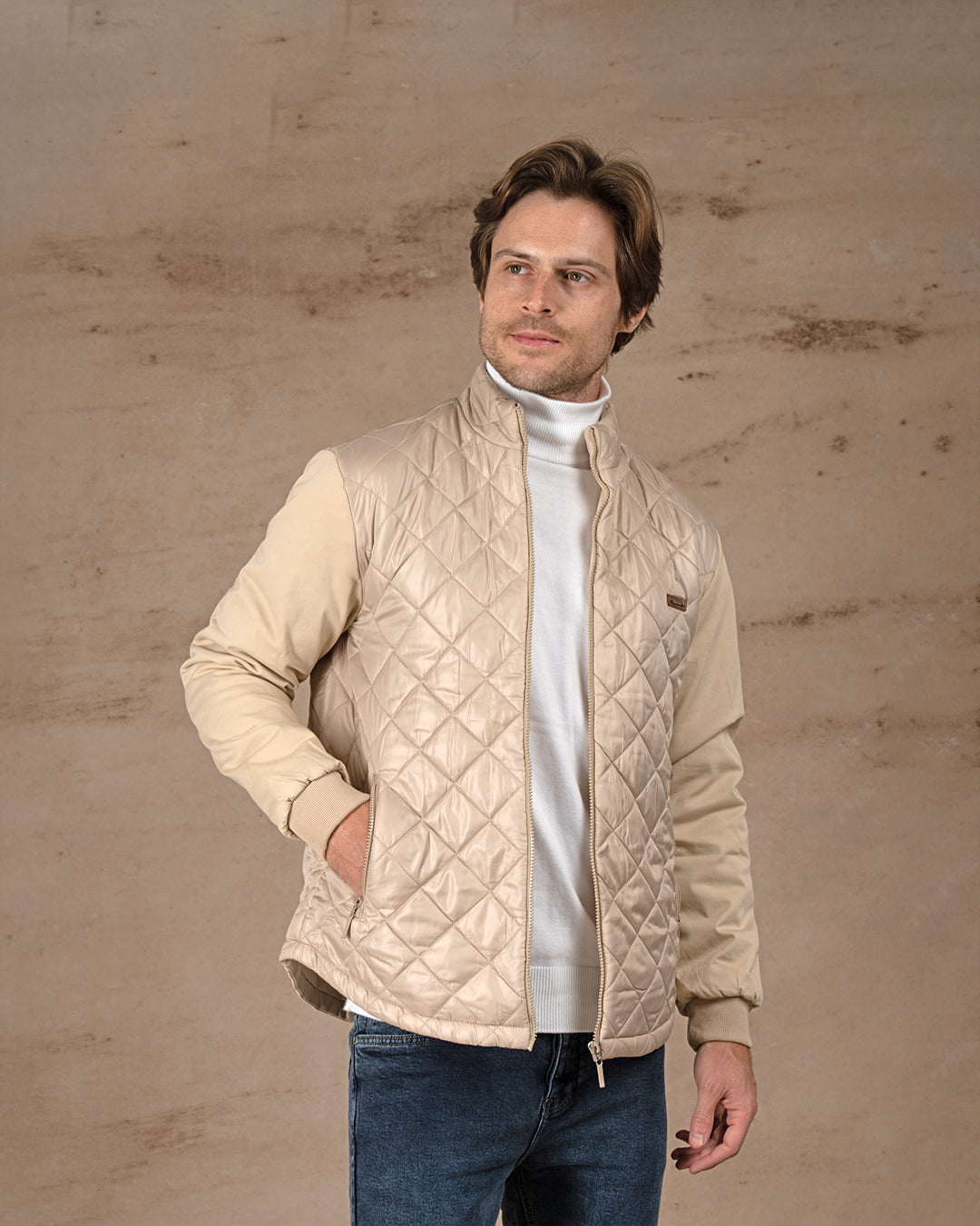 Beige Regular fit waterproof jacket
