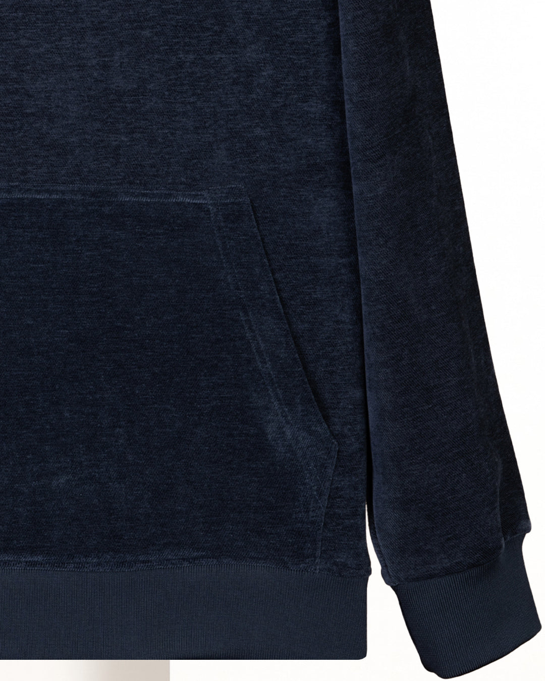 Dark-Navy Plain Velvet  Hoodie