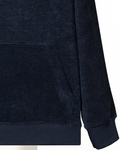 Dark-Navy Plain Velvet  Hoodie