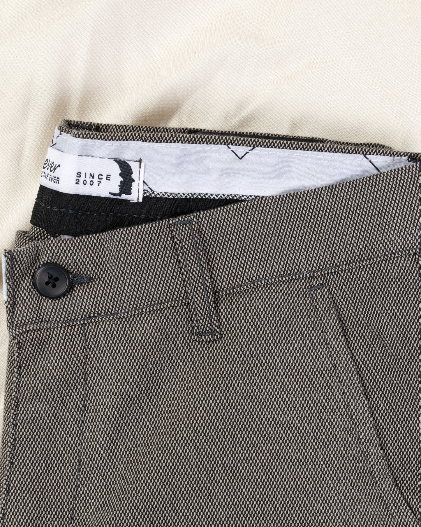 Charcoal Textured Classic Slim-Fit  Pants