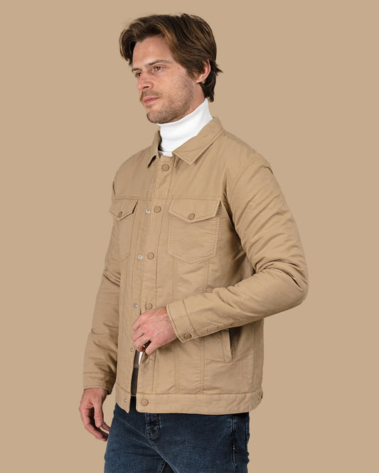 Beige Casual Gabardine Jacket