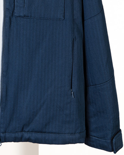 Navy-blue Gabardine Hooded Jacket