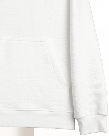 White Patterned Knit cotton Hoodie