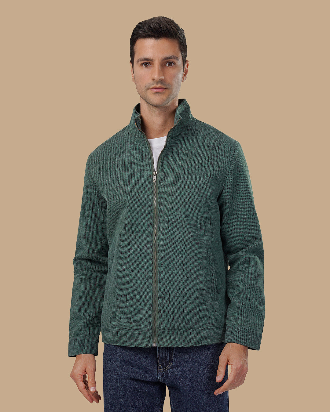 Green Textured Woven Jacket