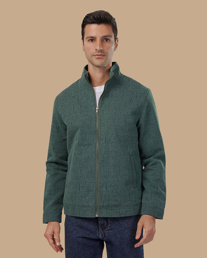 Green Textured Woven Jacket