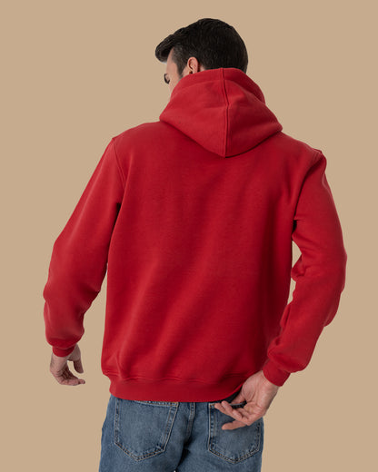Red Basic Cotton Hoodie