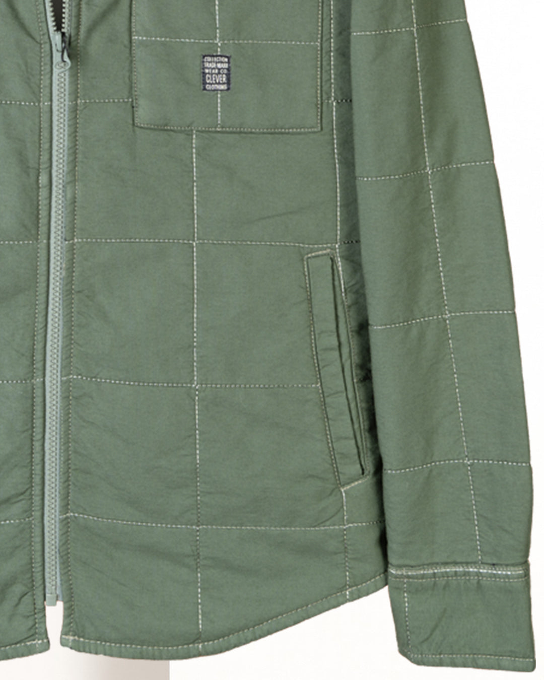Olive Gabardine Quilted Jacket