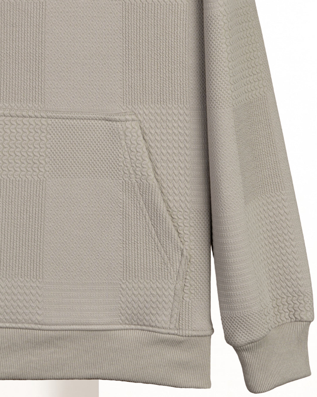 Grey Patterned Knit cotton Hoodie